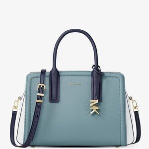 Michael Kors Laila Medium Color-Block Pebbled Leather Satchel